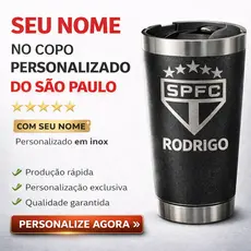Copo Térmico São Paulo Personalizado 473ml Inox Com Tampa e Abridor Tricolor