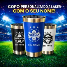 Copo Térmico 473ml de Clube de Futebol Personalizado do Grêmio Tricolor Gaúcho FBPA com Nome