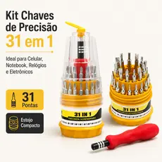 Kit Jogo de Chaves de Precisão 31 em 1 Fenda Philips Torx Allen para Celular Notebook Tablet