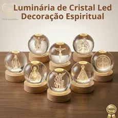 Luminária Mesa Cristal 3D Religiosa LED Santos Católicos Premium Presentes Espiritual Decoração Luxo