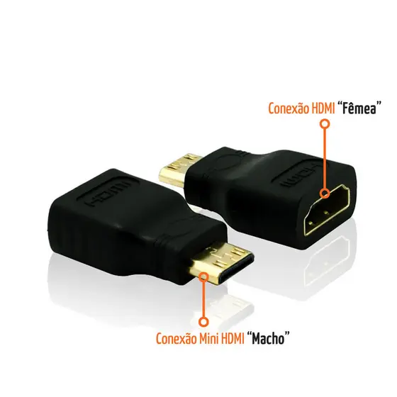 ADAPTADOR CONECTOR CABO HDMI ENTRA HDMI X SAI MINI HDMI - MINI HDMI MACHO X HDMI FEMEA