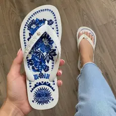 Chinelo Feminino Estampado Verão Praia Com Tira Grossa Queima Estoque