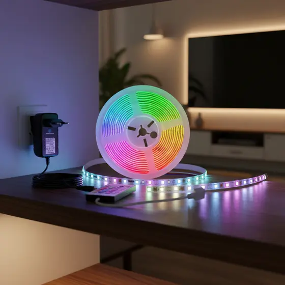 Kit Fita Led 5050 Rgb 5m Prova D'água Completa Fonte E Controle