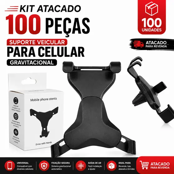 Kit 100 Suportes Veicular  para Celular Universal Saída de Ar Atacado Revenda