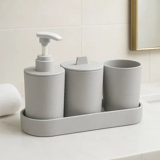 Porta Sabonete Liquido Dispenser E Porta Escova De Dente Plástico Banheiro