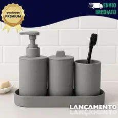 Porta Sabonete Liquido Dispenser E Porta Escova De Dente Lavabo Banheiro