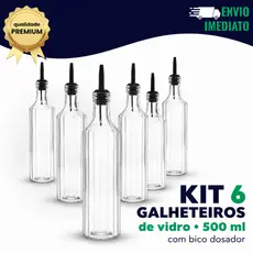 Galheteiro de Vidro 500ml Bico Dosador Azeite Vinagre Cozinha
