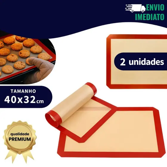 Tapete De Silicone Culinário Fibra De Vidro Antiaderente 32x40