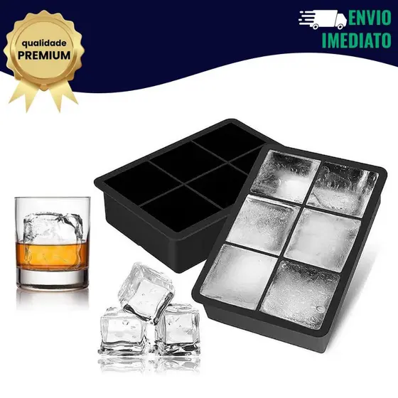 Forma De Gelo Silicone Cubos Drink Whisky Forma Grande Quadrada