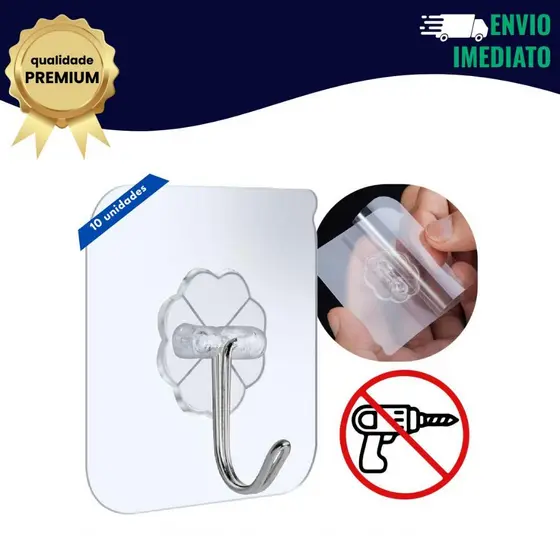Kit De Ganchos Adesivos Para Parede Multi Funcional Autocolante