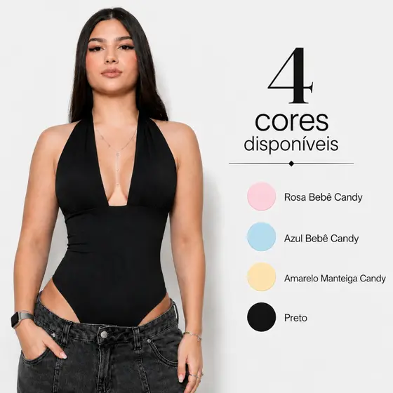 Body Multiformas Gringa Costas Nua Amarração Decote Feminino Blogueira Bori