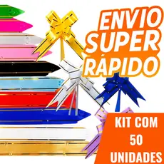 Kit 50 Laços Mágicos Fácil Para Presente Com Filete Dourado P/M/G Cores Sortida...