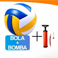 Bola de Volei  Bomba de Encher Ar Quadra Praia Areia Voleibol 22cm Profissional Costurada.