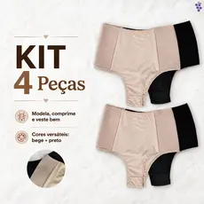Kit 4 Calça Cinta Modeladora Plus Compressão Redutora Cós Alto Segura Barriga
