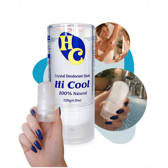 Desodorante Pedra Cristal Sal Hi Cool 120G Crystal Deo Stick Natural Kristal Vegano Sem Químicos krystal