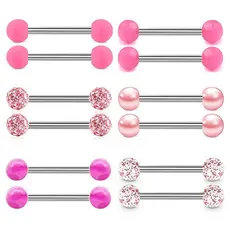 Piercing Mamilo Par Barbell Reto Bolinha Colorida 1,4 mm 2 Peças