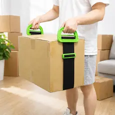 Cinta Para Levantar Cargas 120kg Alças Reforçadas Transporte Mudança Móveis Preta Pegador Anatômico