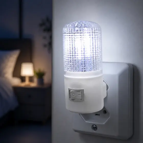 Luz Noturna LED Bivolt Tomada Com Interruptor Mini Luminária Quarto Infantil Corredor Banheiro Frio