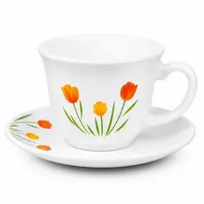 Conjunto Xicaras Cha Ceramica Branca Design Floral Elegante 12 Pecas Tulip Garden