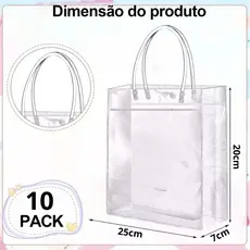 20/10 peças Bolsa plástica transparente Tote PVC transparente Bolsa de ombro Bolsa de mão Bolsa de presente de praia