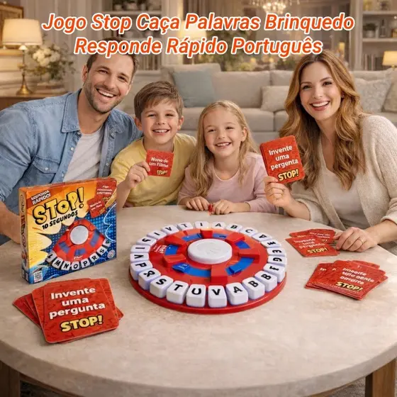 Versão em Português - Jogo de Tabuleiro Tapple Stop Trava Letras com Temporizador para Familia 24cm
