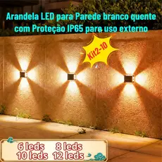 Kit 2 Arandelas De Parede Externa Solar LED 12h À Prova D'Água Para Jardim Quintal Varanda Luminária