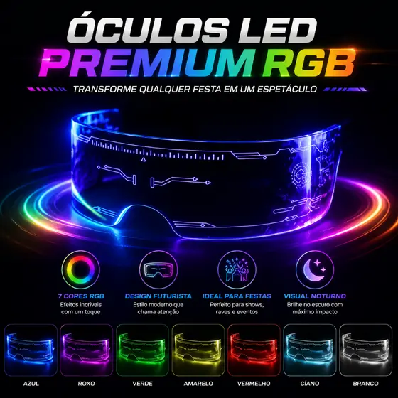 Envio de São Paulo | Óculos Luminosos Com Led Que Brilham Coloridos Festas Baladas Shows Eventos