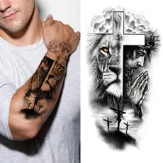 Tatuagens Temporárias Realistas Da Coroa Do Leão Compasso Para Homens Tatuagem Temporária Crânio Adulto Falsa Arte