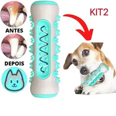 Brinquedo Mastigável Cachorro - Osso Dental 3 em 1 | Mordedor e Escova Dentes | Remove Tártaro | KIT2