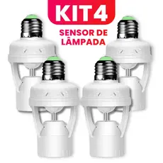 Kit 4 Sensor de Movimento para Lâmpada Soquete E27 com Sensor de Presença Bivolt 110V~220V até 60W