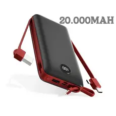 Power Bank Carregador Portátil 20.000mAh Duas entradas de carregamento Digital compatível com iPhone e Samsung