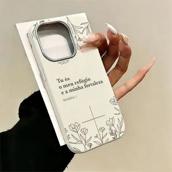 Salmos 91:2 "Tu és o meu refúgio" Capa Capinha Para iPhone 14 16 15 Plus 13 12 11 17 Air Pro Max Toque Premium de Couro
