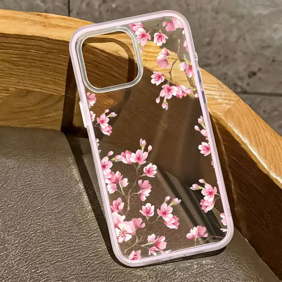 Anti-amarelecimento ETERNAL Capa 2 Em 1 Capinha Para iPhone 16 15 14 Plus 13 12 11 17 Air Pro Max Transparente Flor Rosa