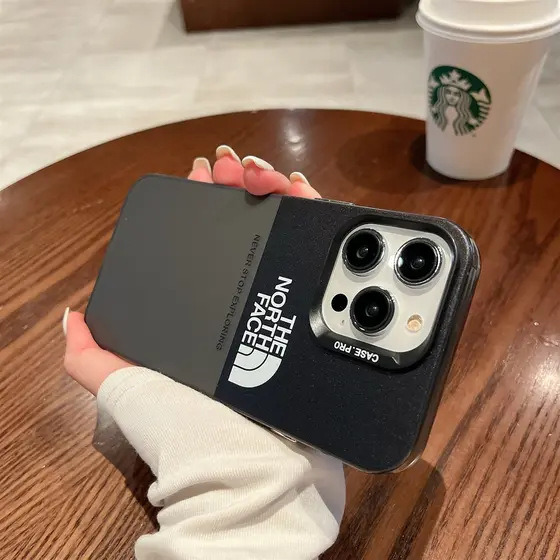 Design Bicolor Preto e Cinza Capa Capinha Para iPhone 7 8 14 15 16 Plus 11 12 13 17 Pro XS Max XR SE Efeito Metálico