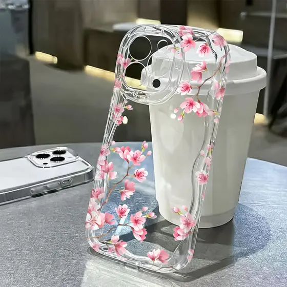 Capa De Flor Rosa Da Sorte Capinha Para iPhone 17 Ar 16 15 14 Plus 13 12 11 Pro Max XR Silicone Transparente