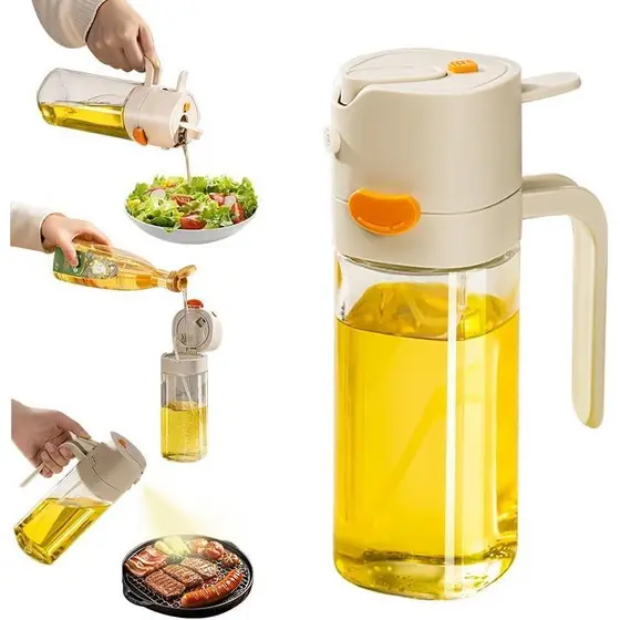 Garrafa Dispenser De Óleo E Azeite 2 Em 1 Spray Em Vidro 500ml