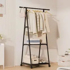 Arara De Roupas Cabideiro Com Rodas E Prateleira Ferro Multiuso Quarto