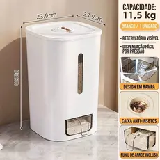 Dispenser De Arroz Automático 10L Slim Porta Grãos Antinseto Vedação
