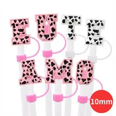 Protetor de Canudo 10mm Letras - Tampa de Silicone Fofa para Copo Térmico (Ponteira)