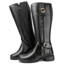 Bota Feminina Cano Alto Preta com Fivela – Estilo Sofisticado e Poderoso