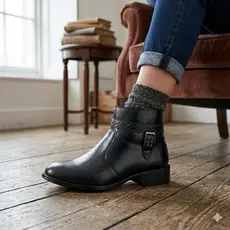 Bota de Couro clássica preta com Conforto e Autenticidade