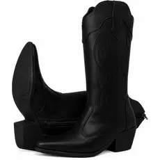 Bota Texana Feminina Cano Curto Couro Sintético Conforto Premium