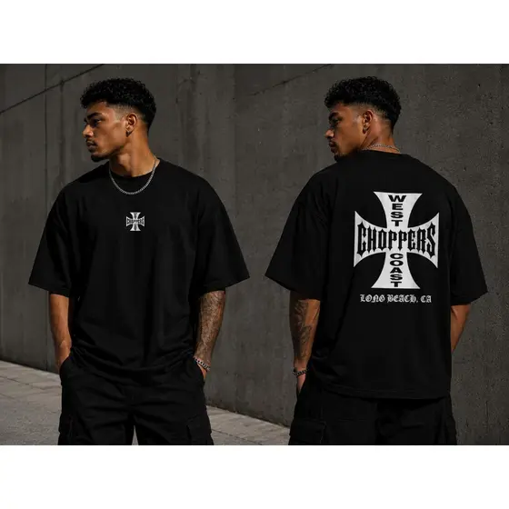Camiseta Oversized West Choppers Coast Masculina 100% Algodão Streetwear Premium Unissex – P ao GG