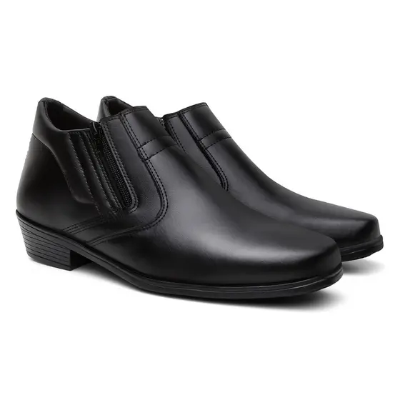 Botinha Social Masculina Sapato Confortável Zíper Lateral Elegante