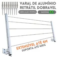 Varal Retrátil Dobrável De Parede Aluminio Não Enferruja Apartamento
