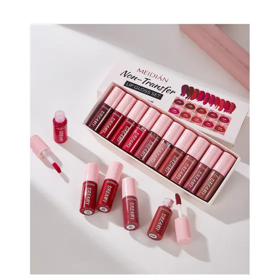 Kit de 10 Pçs Gloss Labial Meidian Non-Transfer