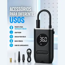 Mini Compressor de Ar Portátil Digital Recarregável – Calibrador de Pneus para Carro, Moto, Bike e Bolas
