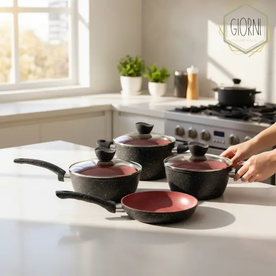 Conjunto Panelas Antiaderente Cerâmica com Tampa de Vidro- 04 peças THIKA | Cozinha | Casa