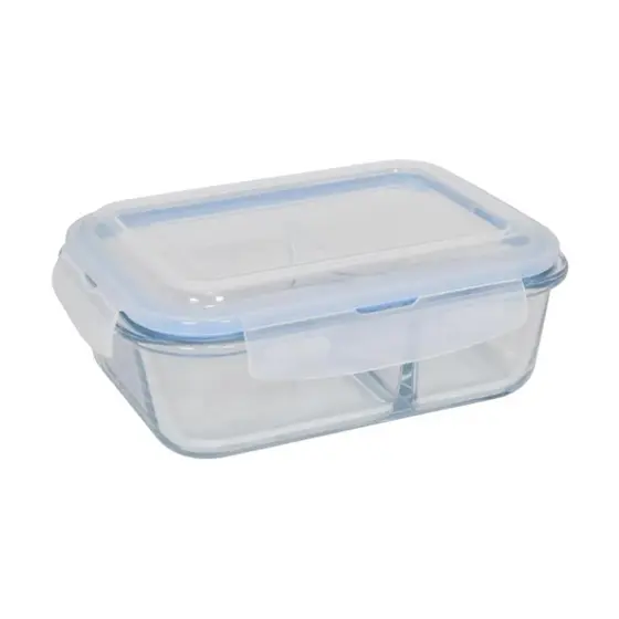 Pote Retangular Vidro Vedado Com Divisória 1040ml e 1520ml | Marmita | Fitness | Prático