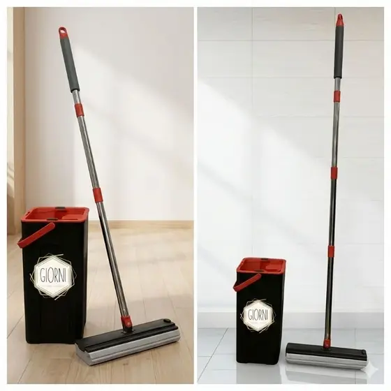 Mop Esponja PVA Balde Cabo Aco Inox 125cm Limpeza Rapida Duravel